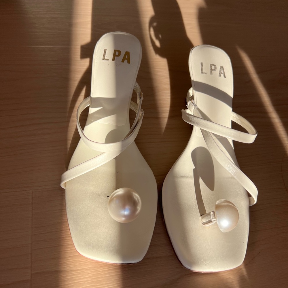 LPA Cream Heels with Pearl Detail